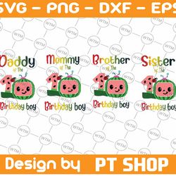 bundle 4 files cocomelon of birthday boy svg, coco melon svg, cocomelon bundle svg, cocomelon birthday svg, watermelon b