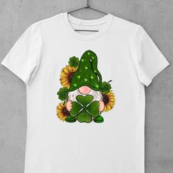 St. Patricks Day Shamrock Gnome With Sunflowers Png Sublimation Design, St. Patricks Day Gnome Png - T52