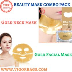 gold 24k collagen neck mask & hydra face lift gold aloe extract collagen facial mask combo pack