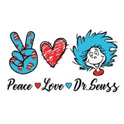 Peace Love Dr Seuss SVG Thing One Thing Two Face SVG Cutting Files