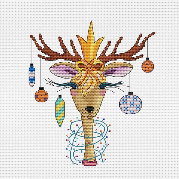Christmas Deer cross stitch pattern-1