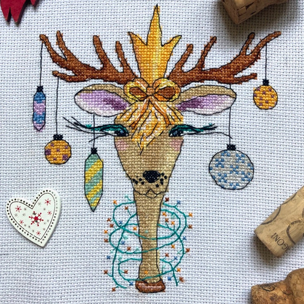 Christmas Deer cross stitch pattern-4