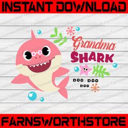 grandma shark svg, cricut cut files, shark family doo doo doo vector eps, silhouette dxf, design for tsvg , clothes,