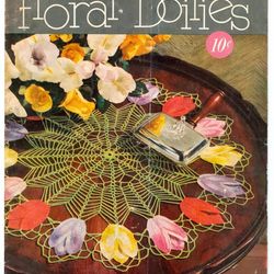 Digital | Floral doilies | Vintage crochet pattern napkins | PDF