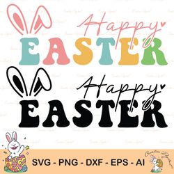happy easter svg, easter svg, hoppy easter svg, bunny svg, easter bunny svg, digital cut file, easter svg file, bunny sv
