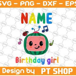 cocomelon personalized name and ages birthday girl svg png, cocomelon brithday svg,cocomelon family birthday svg, waterm