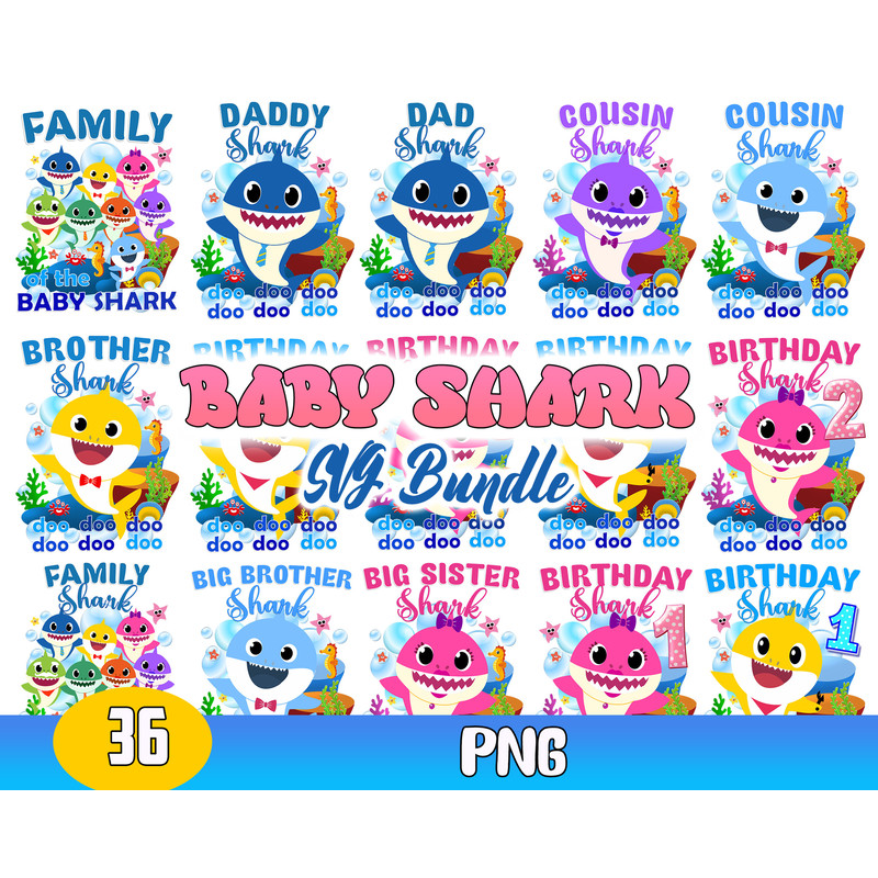 Baby Shark Family Bundle Svg, Baby Shark Svg, Shark Clipart Svg, Baby Shark Cricut File.jpg