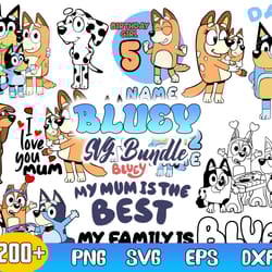 bluey heeler bundle svg, bluey svg, bluey vector, bluey clipart, cartoon bundle svg