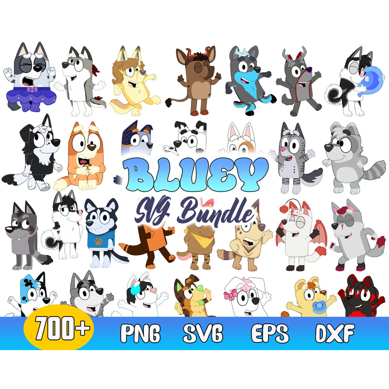 Bluey Heeler Clipart Bundle, Bluey Svg, Bluey Dog Vector, Bluey Cartoon Bundle Svg, Instant Download .jpg