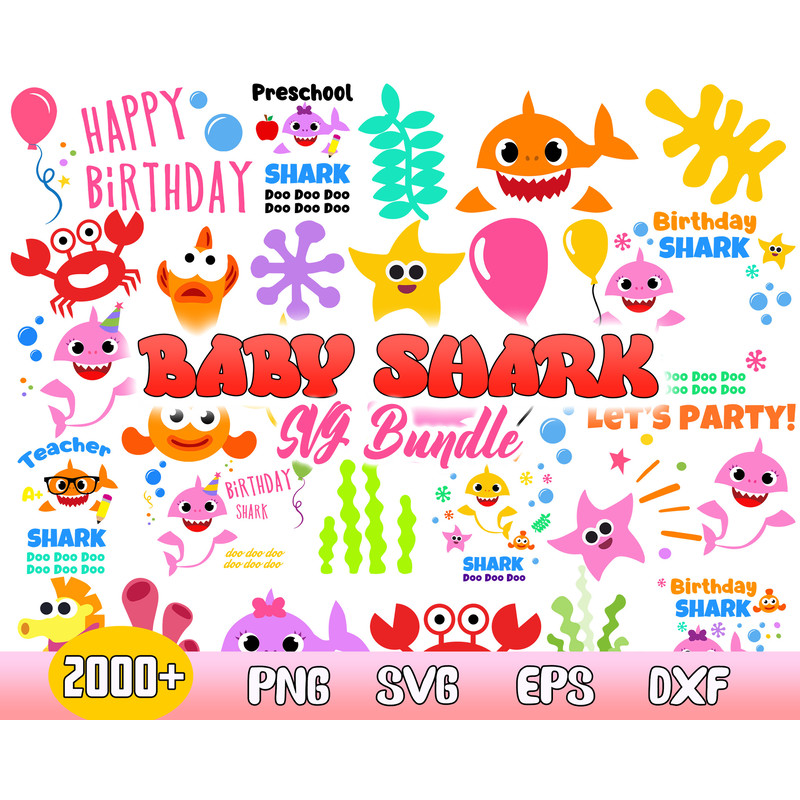 Bundle Baby Shark Svg, Baby Shark Birthday Svg, Shark Bundle Svg, Baby Shark Cricut File.jpg