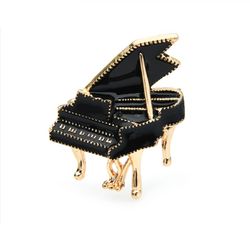 Black grand piano brooch, Music jewelry pin, Gift for musican