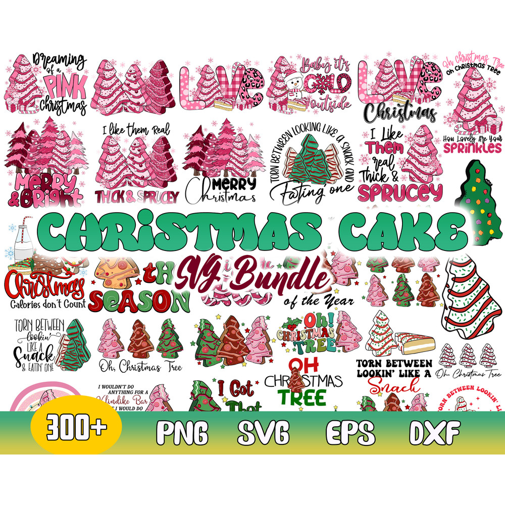 Christmas Bundle Svg, Christmas Tree Svg, Christmas Cake Svg, Png Dxf Eps File .jpg