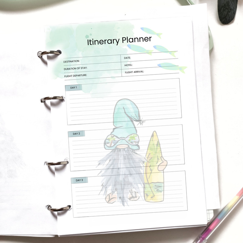 Travel planner 6 pages