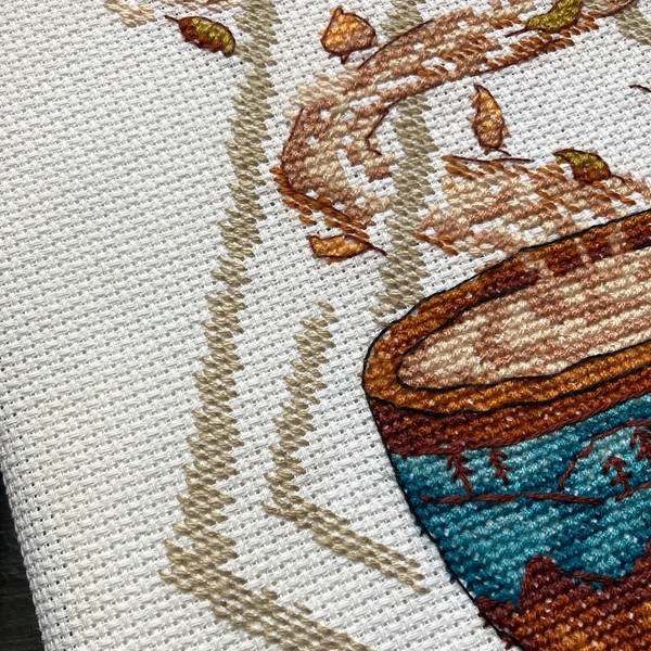 Autumn bowl cross stitch pattern