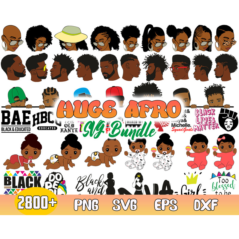Huge Afro Mega Bundle Svg, Afro Man, Afro Women Svg, Afro Kids Svg, Png Dxf Eps File.jpg