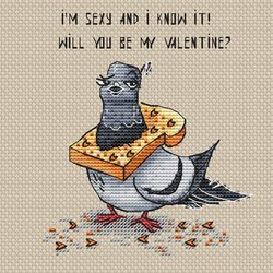 i am sexy cross stitch pattern, pigeon cross stitch pattern, funny cross stitch pattern in pdf