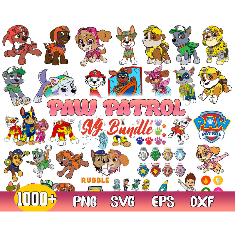 Paw Patrol Bundle Svg, Paw Patrol Svg, Paw Patrol Character Svg, Png, Dxf, Eps File .jpg