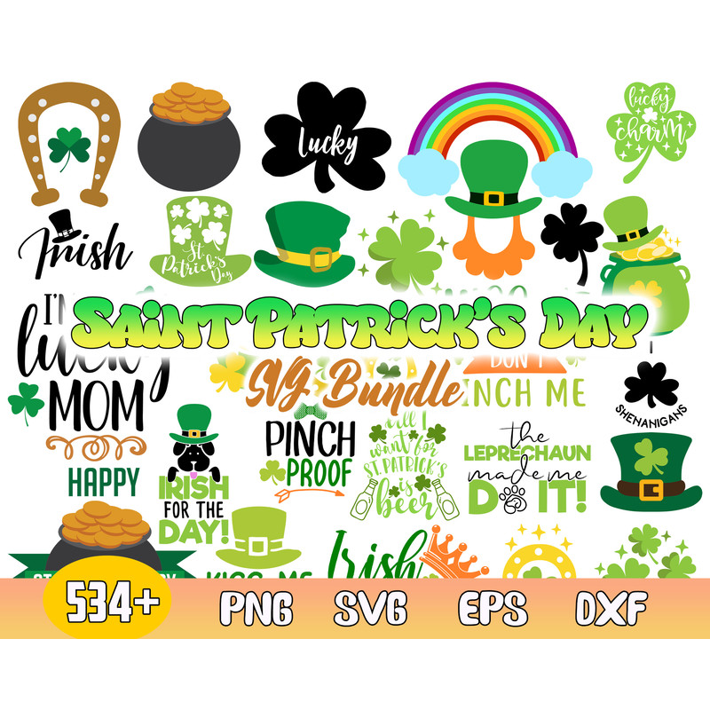 Saint Patricks Day Bundle Svg, St Patrick's Day Svg, Lucky Svg, Irish Svg, Png Dxf Eps File.jpg