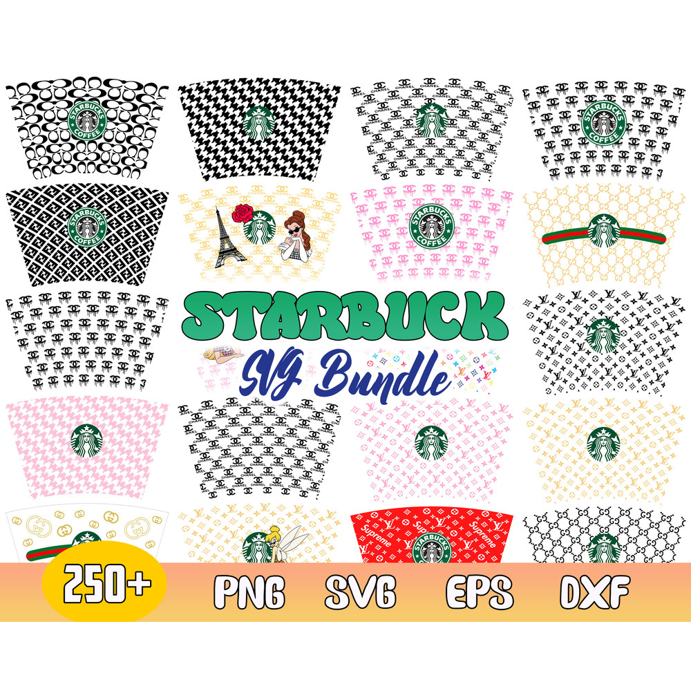 Starbucks 24oz Wrap Bundle Svg, Starbucks Coffee Warp Svg, Starbucks Brand Logo, Instant Download .jpg