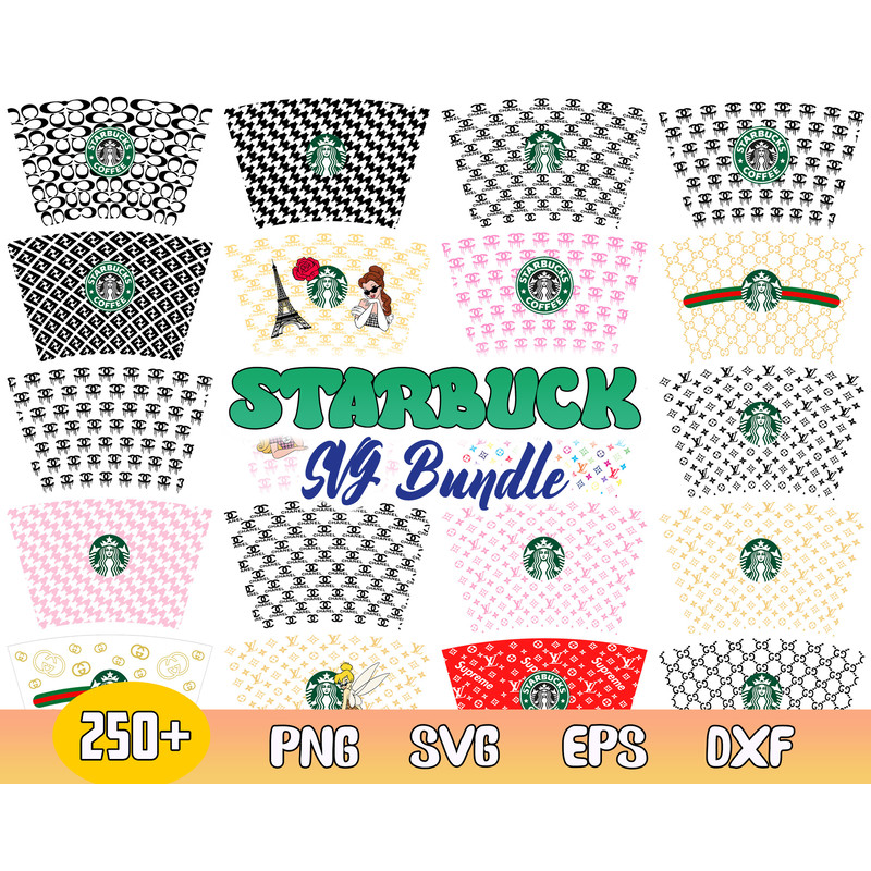 Starbucks 24oz Wrap Bundle Svg, Starbucks Coffee Warp Svg, Starbucks Brand Logo, Instant Download .jpg