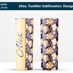 seamless watercolor clover text tumbler wrap