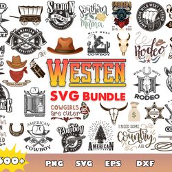western bundle svg, country western svg, retro bull skull svg, wallen bull skull svg, cowboy digital download