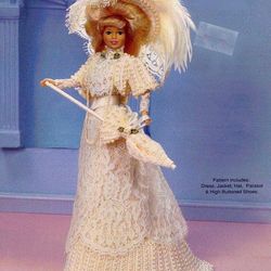 crochet pattern PDF-Fashion doll Barbie gown- Wedding Reception Frock -crochet vintage pattern-Doll dress pattern
