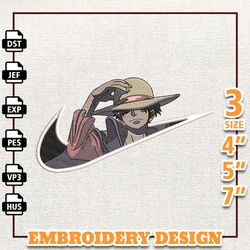 nike luffy anime embroidery design digital embroidery machine
