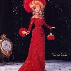 crochet pattern PDF-Barbie fashion Beaded Theater gown - crochet vintage pattern-Crochet blueprint-Doll dress pattern