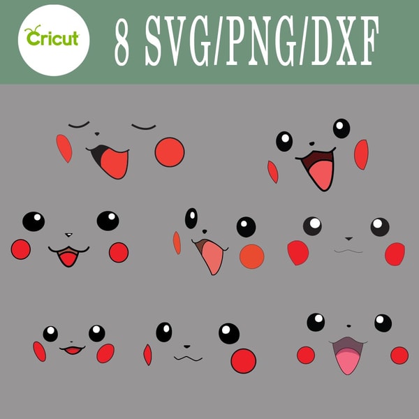 Pikachu Face svg, Pikachu Face bundle svg, Png, Dxf | Inspire Uplift