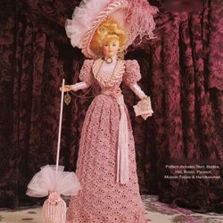 crochet pattern PDF-Fashion doll Barbie gown-Visiting Costum late 19th century-crochet vintage pattern-Crochet blueprint