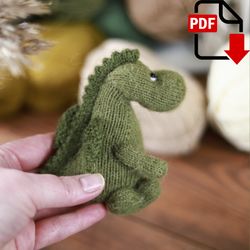 Knitting dragon pattern. Amigurumi dinosaur.