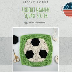 Crochet Granny Square Soccer Pattern, Crochet football motif tutorial, Idea for bags and blankets, digital pattern