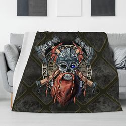 Flannel Breathable Blanket Viking 4 Sizes Blanket with a  print Viking