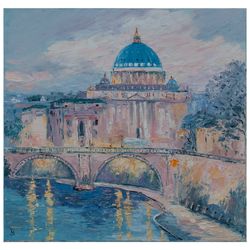 Rome Painting Cityscape Original Art Impasto Oil Impressionist Artwork Italy Painting 20"x 20" by KseniaDeArtGallery