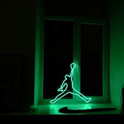 neon jordan michael  led sneakers hypebeast interior best gift for sneakerhead room logo basketball chicago bulls