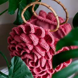 Video pattern Circle Flower crochet bag PDF pattern Round crochet bag Video tutorial crochet bag Polyester cord