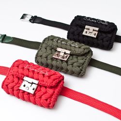 Belt bag crochet PDF pattern Boho waist bag pattern Crochet handbag Tshirt yarn Handbag tutorial Gifts for knitters