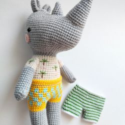 Crochet Toy amigurumi Rhinoceros handmade soft toy baby gift