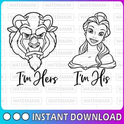 disney's beauty and the beast svg, i'm his beauty i'm her beast svg, belle svg, cut files for cricut cut files for silho