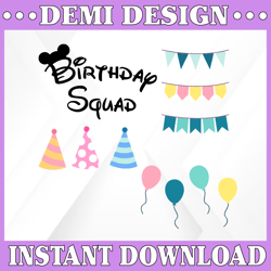 birthday squad svg, its my birthday svg, birthday svg, birthday party svg, dxf,minnie mouse svg, disney birthday, printa