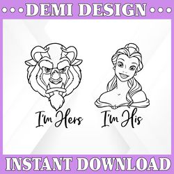 disney's beauty and the beast svg, i'm his beauty i'm her beast svg, belle svg, cut files for cricut cut files for silho
