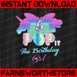 5th Birthday Girl Pop It Png, Birthday Girl Pop It Unicorn Png, Girl Pop It Birthday Png, Birthday Girl Png, Pop It Png