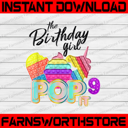 the birthday girl pop it 9th png, birthday girl pop it unicorn png, girl pop it birthday png, birthday girl png