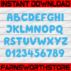 bluey font | bluey full anlpabet svg | bluey svg | bluey birthday | bluey party supplies | bluey birthday |png|eps|dxf