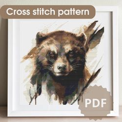 Wolverine cross stitch pattern, animal cross stitch chart, PDF printable pattern