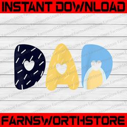 bluey dad for daddy, blue heeler cartoon dog family, father's day bandit png