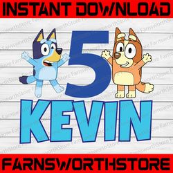 bluey and bingo personalized name and age svg, bluey family svg, birthday bluey svg,