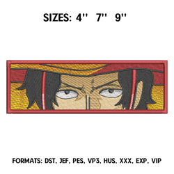 portgas d. ace eyes embroidery design, one piece anime embroidery design, machine embroidery design. anime inspired