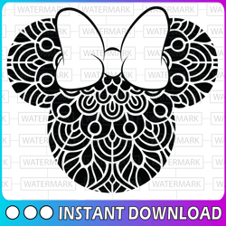 mickey mouse svg, minnie mouse svg, mickey head, minnie bow, mandala, tsvg svg design, for cricut, for silhouette, cut